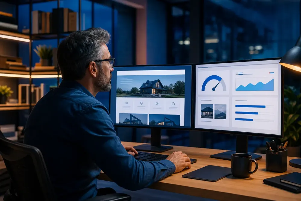 A website specialist optimizing speed and performance in a modern studio